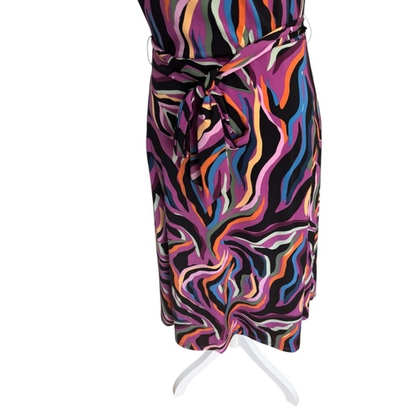 Leota Finnley Colorful Purple Faux Wrap Dress - Picture 6 of 11